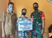 Warga Desa Gajah Mati Terima Bantuan Tunai Untuk Pedagang Dari Kodim 0401 Muba